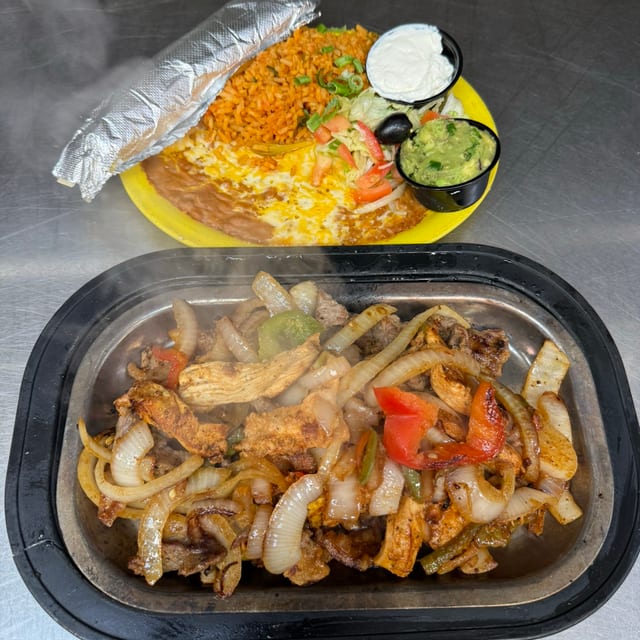 Chicken or Steak Fajitas.
